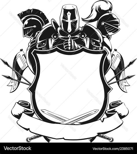 Knight Shield Silhouette Ornament Royalty Free Vector Image