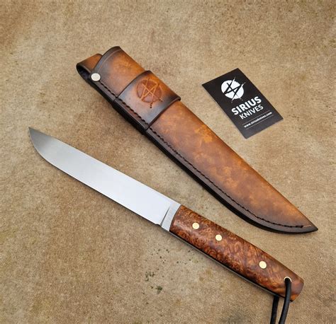 Puukko Leuku Full Tang Knife With Birch Burl Handle Etsy