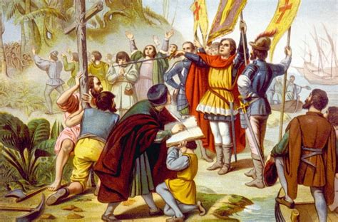 Christopher Columbus Taking Posession Of The New World In San Salvador