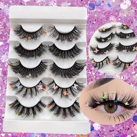5pairs Colored Lashes Naturallong Butterfly Eyelashes New Hot Trending