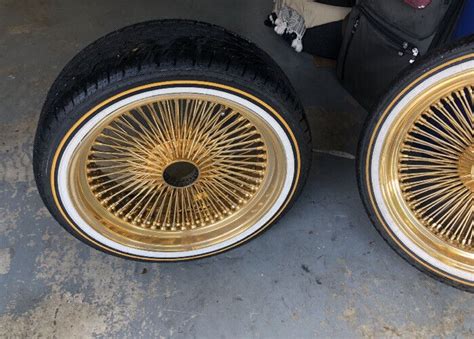 Triple Stamped Authentic Dayton Wire Wheels 20 Inch Gold And Vogue