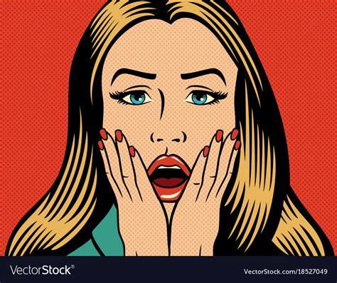 Surprised Or Shocked Woman In Pop Art Style Vector Image