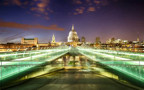 Millennium Bridge In London Uk Steel Bridge For Pedestrians On The