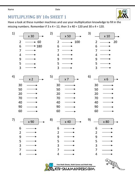 Free printable activity pages for children to learn math and numbers. Multiplication Fact Sheets