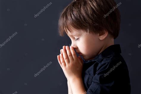 Little Boy Praying Child Praying Isolated Background Stock Photo By