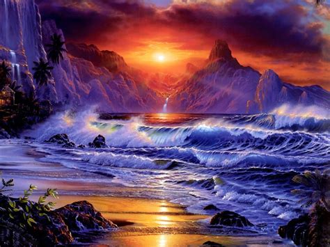 Awesome Moving 3d Desktop Free Amazing Fantasy Sunset Computer