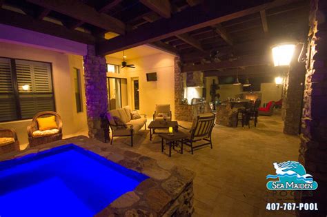 Tuscan Style Outdoor Living Space Pergola Mediterranean Pool