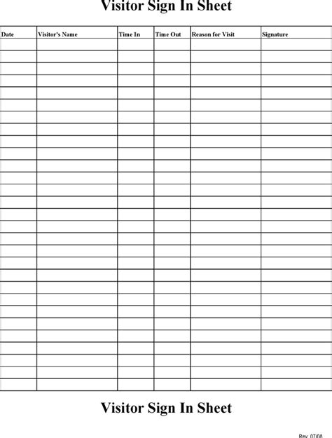Sign In Sign Out Sheet Template Free Sign In Sheet Template 05
