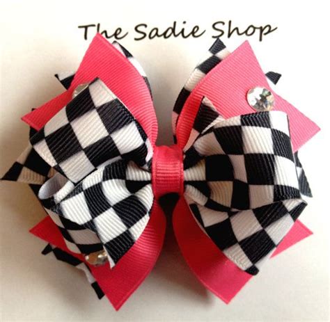Checkered Flag Race Boutique Bow Nascar Indy Car Bow Boutique Bows Handmade Hair Bows