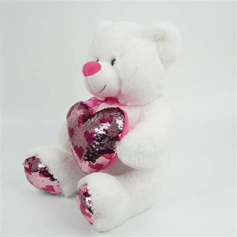 Hot Selling Valentines Day Bear With Sequin Heart Stuffed Plush Toy