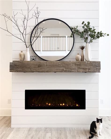 Modern Round Mirror Over Fireplace Pu Frame Is Made Of Poly Foam