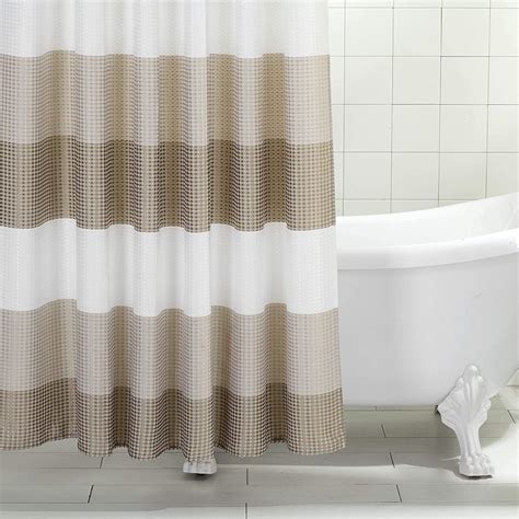 Dainty Home Natural Taupe Waffle Striped Shower Curtain Etsy
