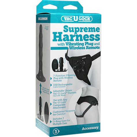 vac u lock supreme harness with vibrating plug black
