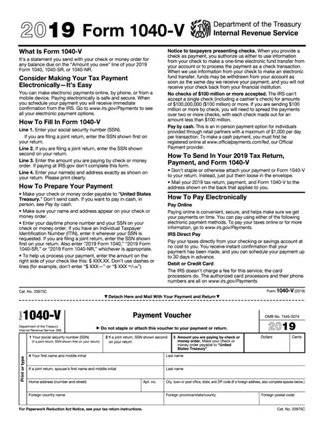Irs 1040 V 2019 Fill Out Tax Template Online Us Legal Forms