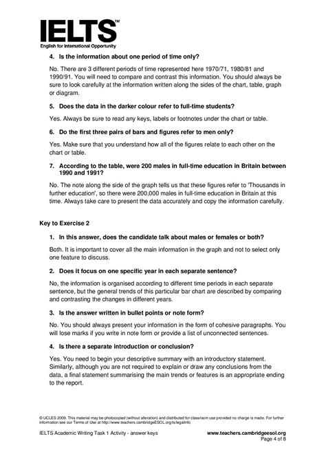 Ielts Academic Writing Task 1 Activity Answer Keys Page 2 Ielts