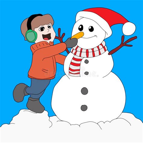 Cartoon Child Building Snowman Stock Illustrations 316 Cartoon Child