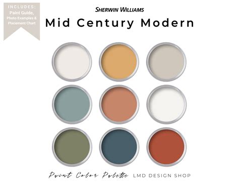 Sherwin Williams Mid Century Modern Paint Palette Whole Etsy