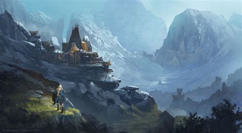 Mountain Fortress By Nathan Elmer Fantasy 2d Fantasy Landscape