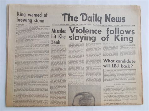 The [Inglewood] Daily News (Saturday, April 6, 1968) Newspaper (Cover