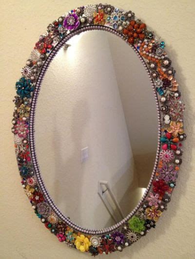 Antique Arts And Crafts Turquoise Beaded Mirror Vintage Jewelry Diy Mirror Crafts