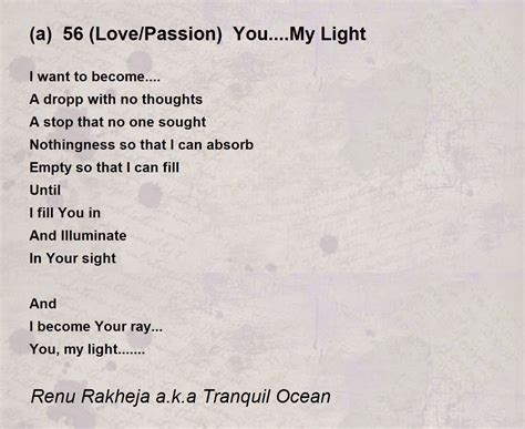 A 56 Lovepassion Youmy Light Poem By Renu Rakheja Aka Tranquil Ocean Poem Hunter