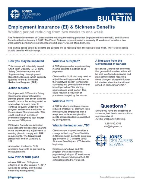 Check spelling or type a new query. Employment Insurance & Sickness Benefits: Waiting period reducing from two weeks to one week ...