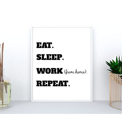 eat sleep work repeat print quote wall art download etsy