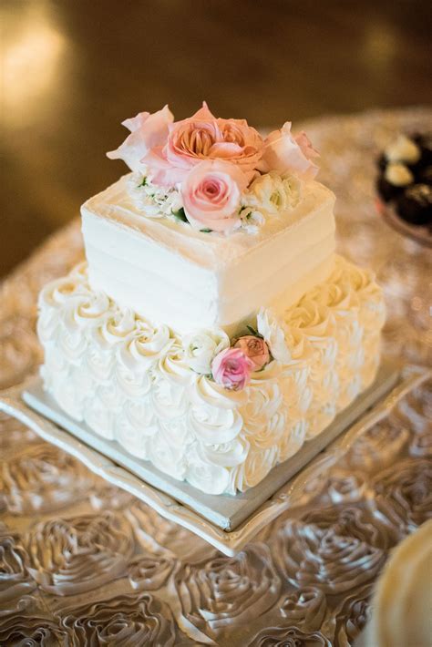 White Wedding Cake Square Cut Small Wedding Cakes Buttercream Wedding