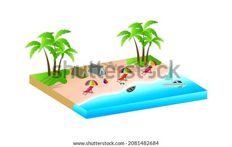 25d sandy beach vector element swimming stock vector royalty free 2081482684 shutterstock