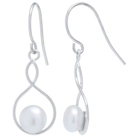 Marisol And Poppy Twisted Pearl Drop Earrings In Sterling Silver For
