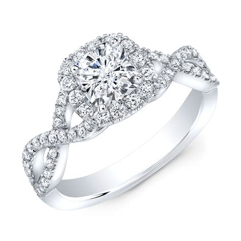 Natural Halo Infinity Pave Diamond Engagement Ring Setting 14k White