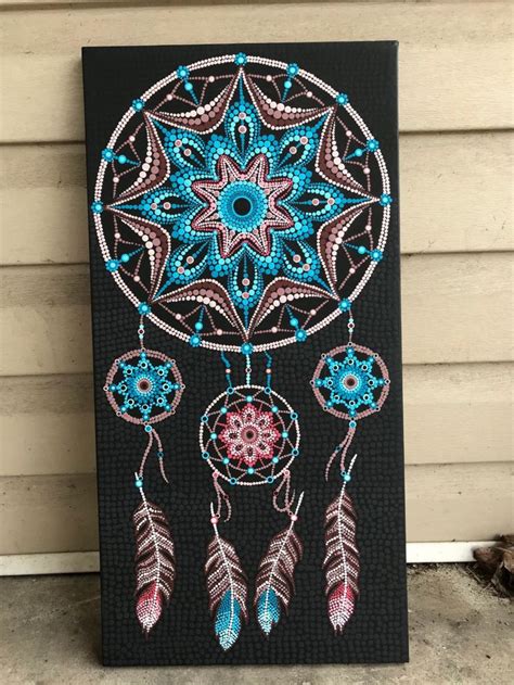 Hand Painted Dot Dream Catcher Etsy Dream Catcher Painting Simple
