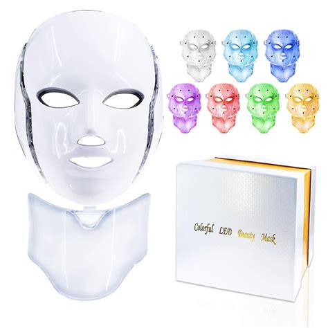 7 Colors Led Face Mask With Neck Therapy Acne Mask Korean Photon