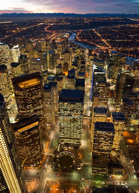Aerial Photo Downtown Calgary At Night