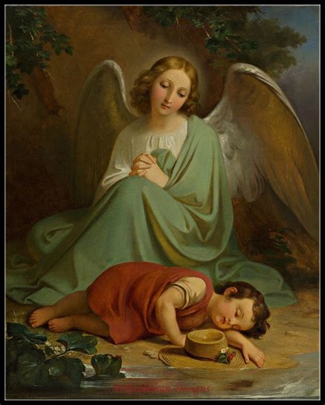 Guardian Angel Protecting The Sleep Of A Child Counted Cross Etsy