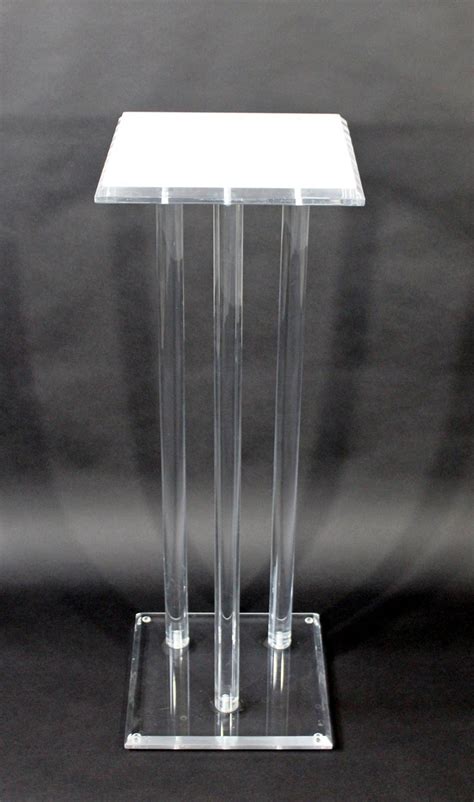 Mid Century Modern Tall Square Lucite Acrylic Pedestal Display Stand