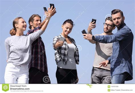 Group Of Young People Taking A Selfie Stock Image Image Of Camera