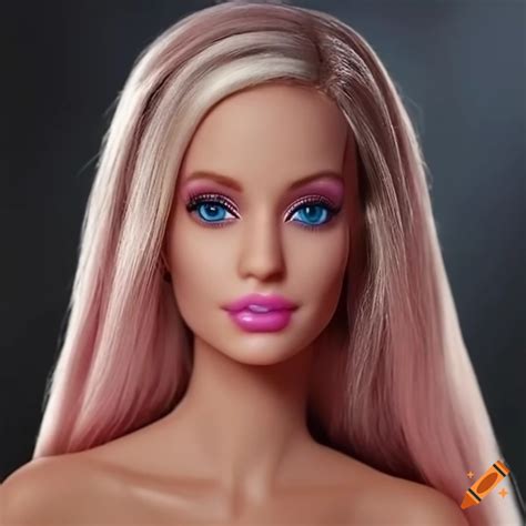 Beautiful Woman Portrait Real Life Super Detailed Enhanced Morphs Into Barbie
