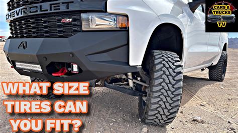 What Size Tires Will Fit A Chevy Trail Boss Without Cutting Youtube