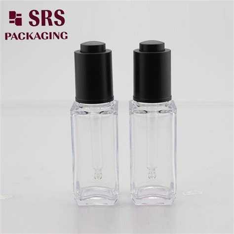 40ml empty cosmetic square shape PETG serum dropper bottle ...