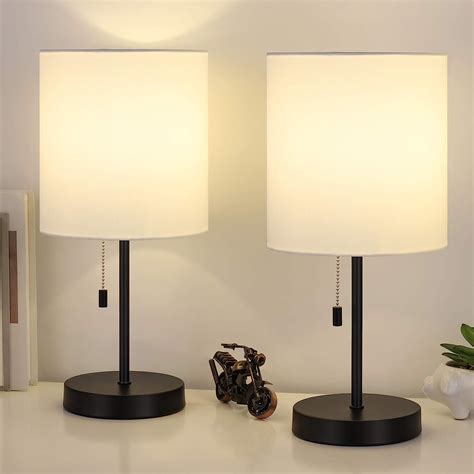 Haitral Small Table Lamps Set Modern Desk Lamps With Pull Chain Switch