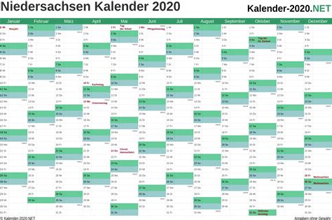 Wurden vertraglich mehr arbeitsstunden festgehalten, als der märz 2021 sollen nach einem. Kalender 2020 Niedersachsen Mit Ferien Und Feiertagen Zum ...