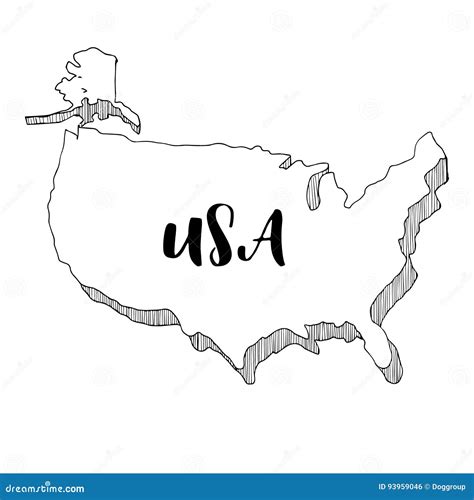 Hand Drawn Of Usa Map Illustration Stock Illustration Illustration