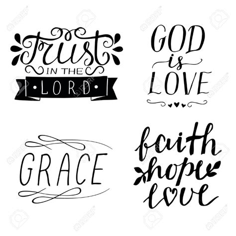 Set Of 4 Hand Lettering Christian Quotes God Is Love Faith