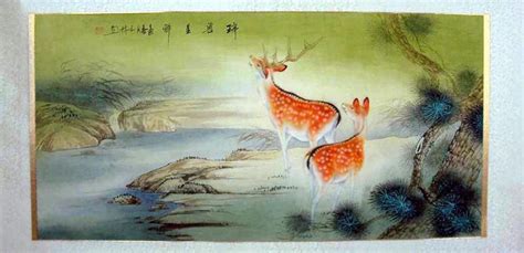 Chinese Deer Painting 4737043 66cm X 130cm26〃 X 51〃