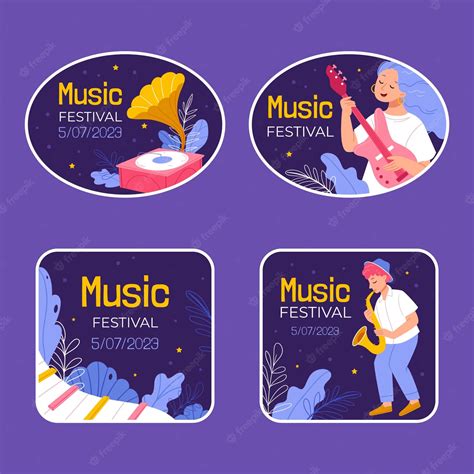 Free Vector Music Festival Labels Template