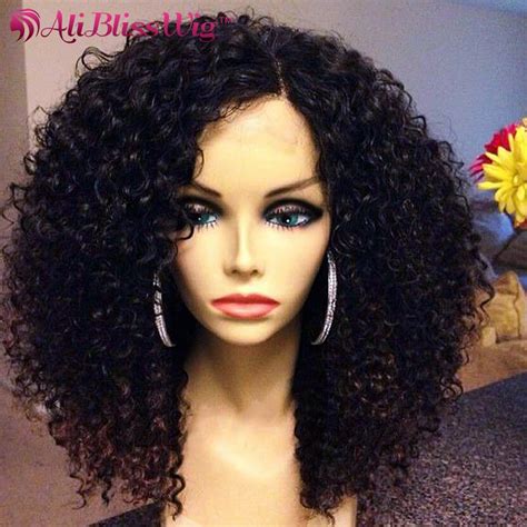 Aliexpress Com Buy Affordable Human Curly Lace Front Wigs For Black Women Left Side Part Curly