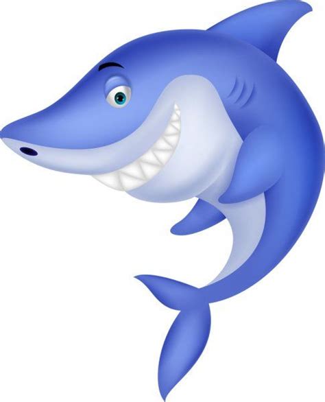 Caricatura Lindo Tiburón — Ilustración De Stock Cute Shark Vector