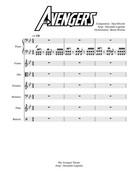The Avengers Theme Orchestral Sheet Music For Piano Violin Flute Drum Group And More