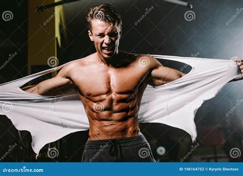 Powerful Muscular Man With Six Pack Abs Stock Photo Image Of